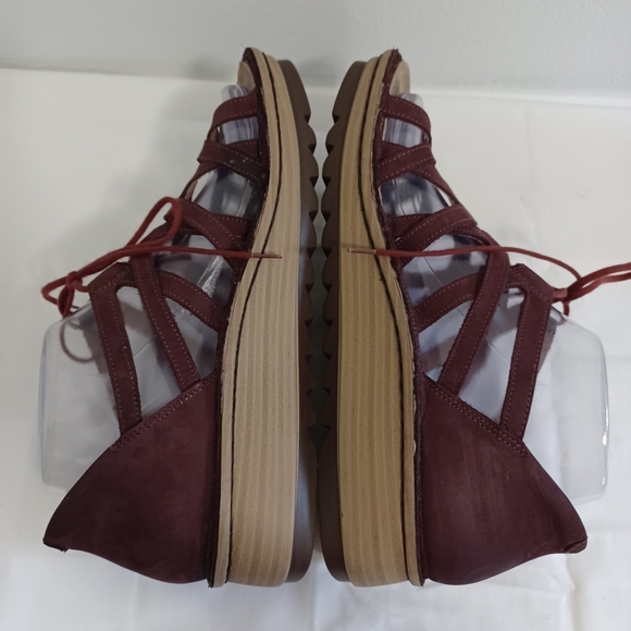 Naot Ghillie Platform wedge strappy sandals Burgundy lace-up size 39 - Picture 6 of 10